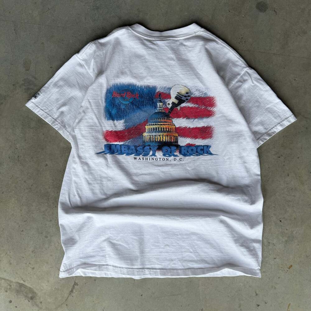 Vintage Hard Rock Cafe Washington DC Embassy of Rock White T-Shirt